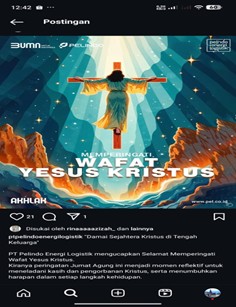 Konten Instagram Pembuatan Desain Serta Caption Memperingati Wafat Yesus Kristus @ptpelindoenergilogistik