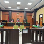 Majelis Hakim Pengadilan Negeri Bangkinang yang dipimpin Hakim Soni Nugraha saat memimpin jalannya sidang gugatan wanprestasi Koppsa-M di Pengadilan Negeri Bangkinang, Kabupaten Kampar, Riau beberapa waktu lalu.