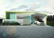 a car is parked in front of a house