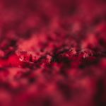 a close up view of a red substance