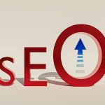 a red sign with a blue arrow pointing to the word search