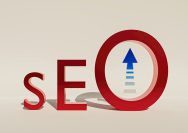 a red sign with a blue arrow pointing to the word search