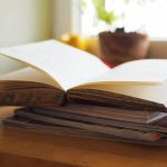 opened book on table