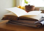 opened book on table